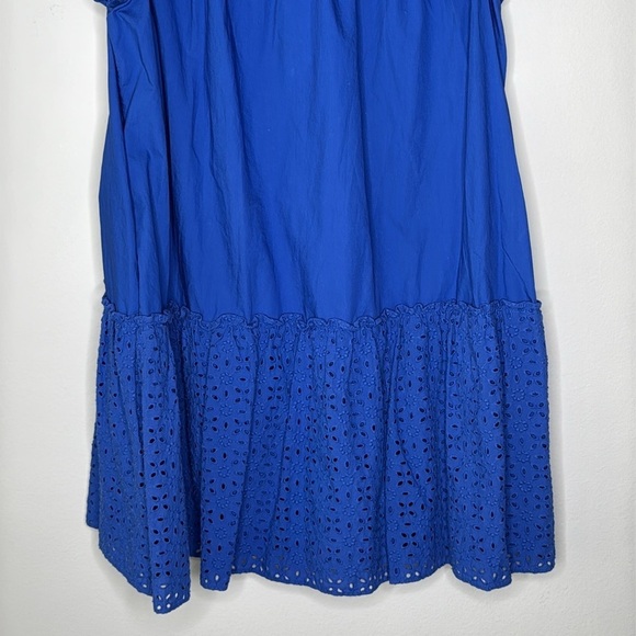 Who What Wear Sleeveless Eyelet Mix Ruffle Dress in Blue Size Large - Picture 7 of 9